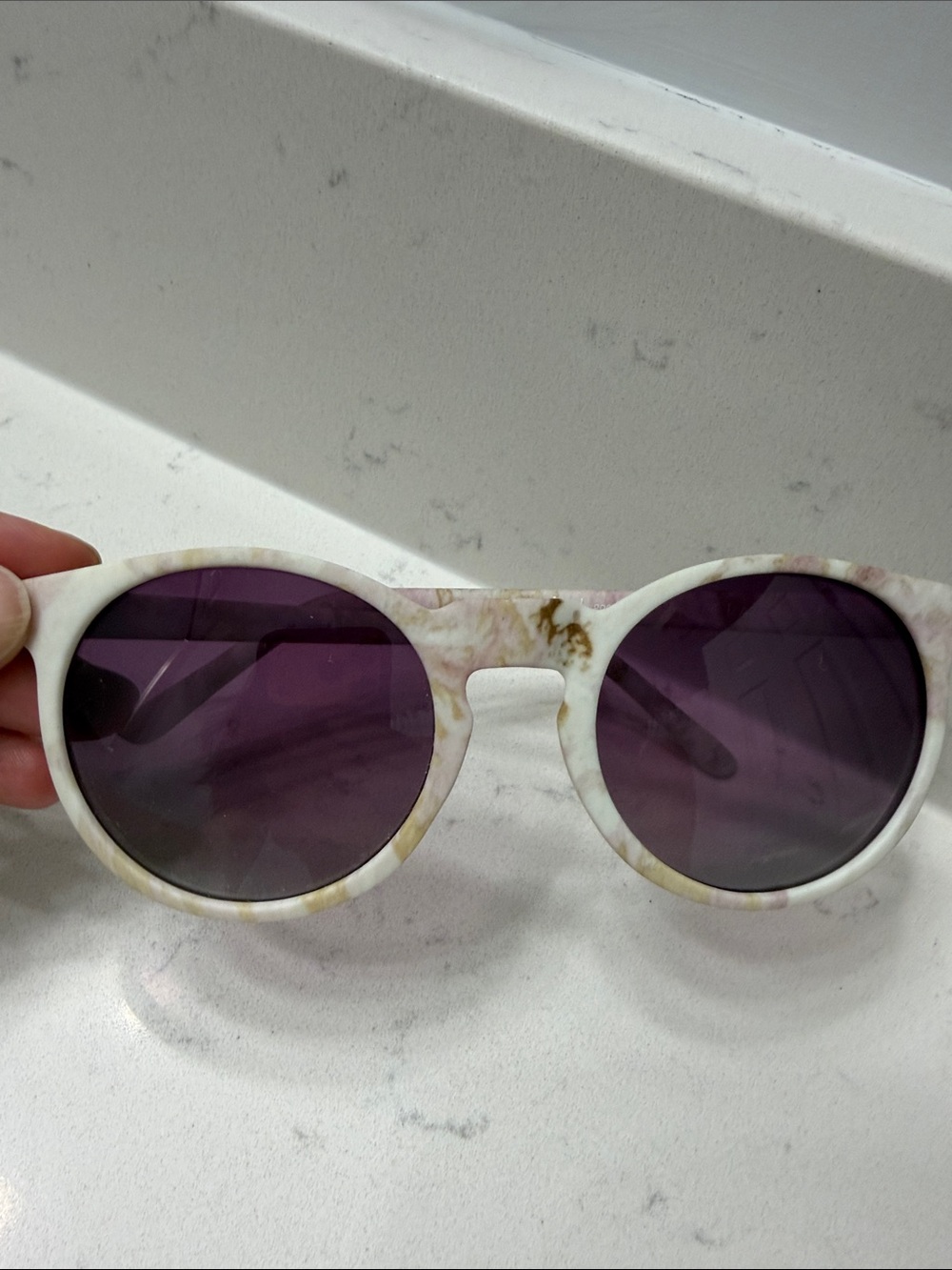goodr Marble-Print Round Sunglasses with Purple Lenses